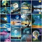 Алмазная 5d-картина сделай сам, полноразмерная картина Луна Стразы, алмазная вышивка лунный свет, морской пейзаж, мозаика, вышивка крестиком, домашний декор