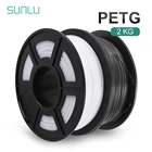 Нить для 3D-принтера SUNLU PETG, нить 1 кг, 2 рулона, экструдер, нить для 3D-принтера, ПЭТГ, без токсикала, экструдер, расходные материалы