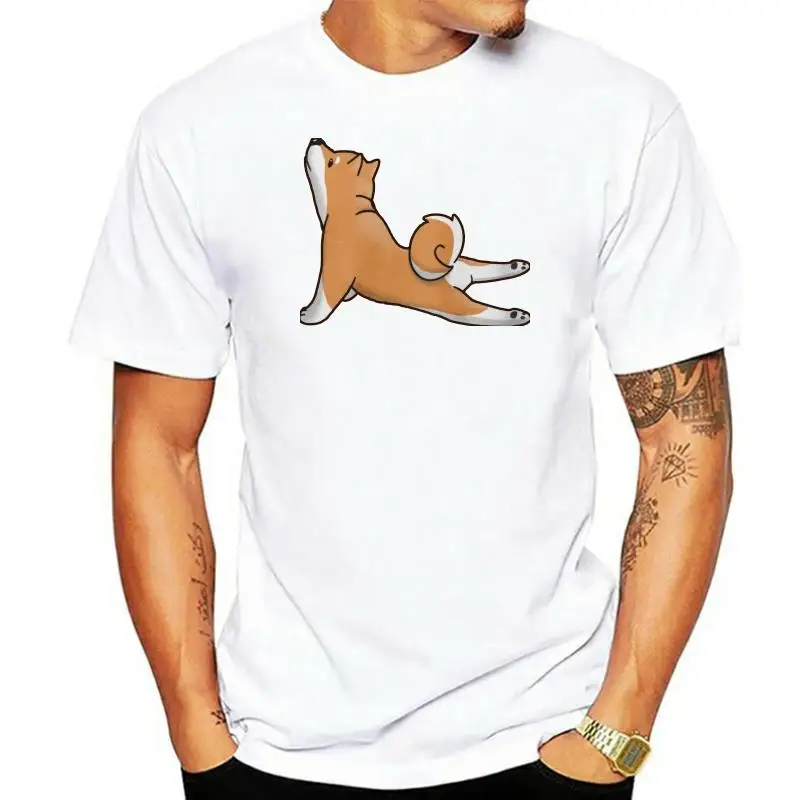 

Мужская футболка Сиба-ину Йога позы Классическая футболка с принтом Футболки Топ