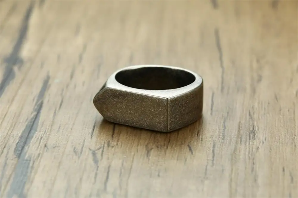 Мужская мода ретро из нержавеющей стали простая квадратная вывеска кольцо