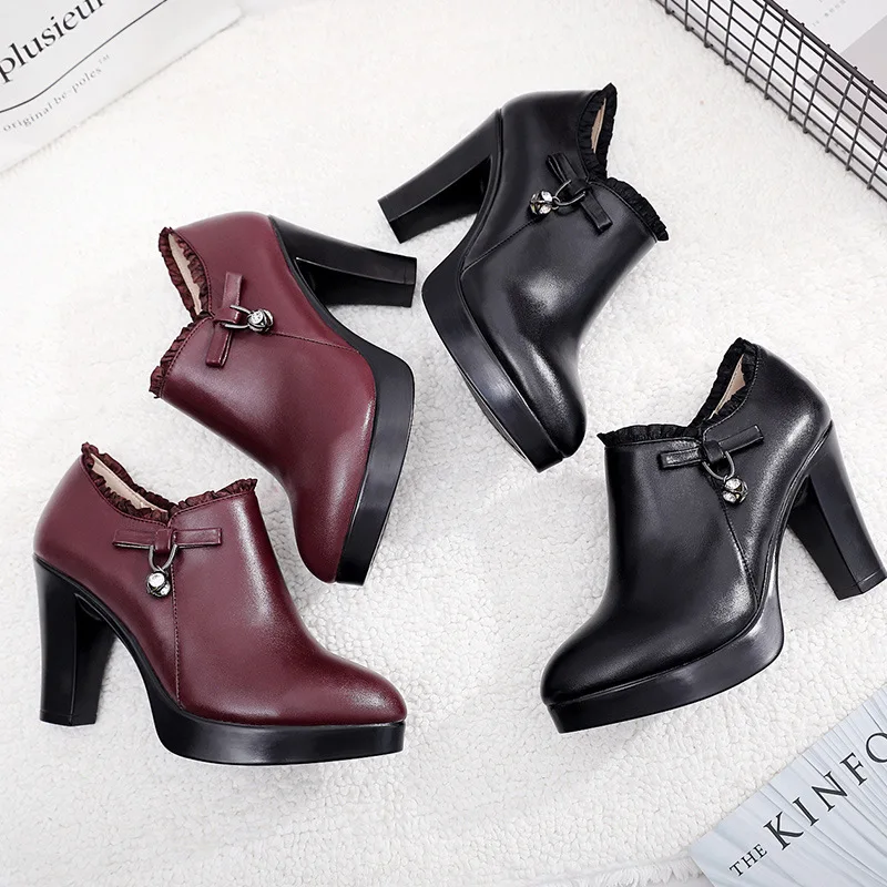 Qiannml плюс Size32 Большие размеры 33-43 женские с удлиненным носком обувь на каблуке 2021