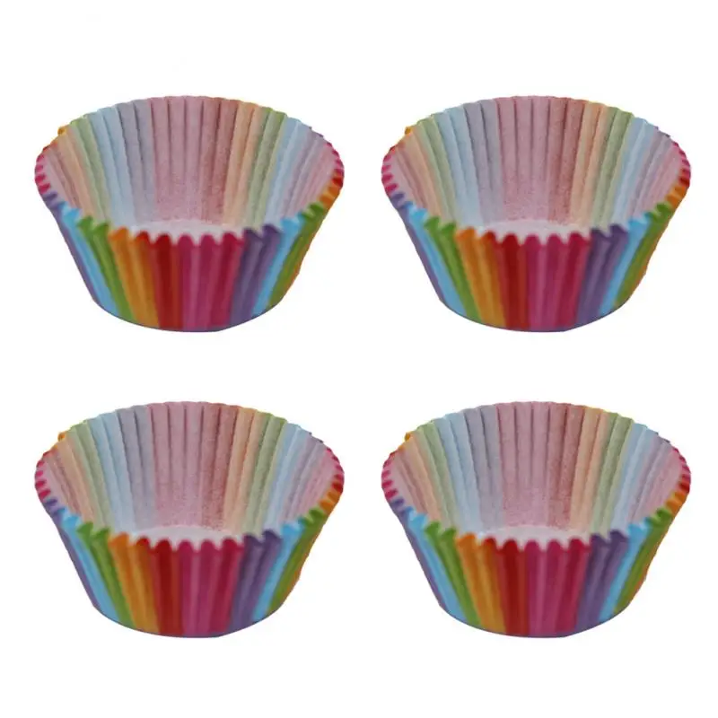 

100Pcs/lot Cake Paper Cup Rainbow Muffin Cases Cupcake Mold Oilproof Cupcake Liner Baking Cup Kitchen Cooking Decorating Tools