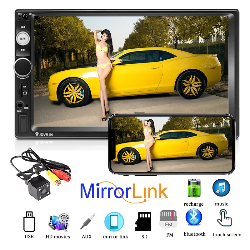 Автомобильный радиоприемник 2 Din Android USB FM лидер продаж IOS Bluetooth MP5 рамка с камерой