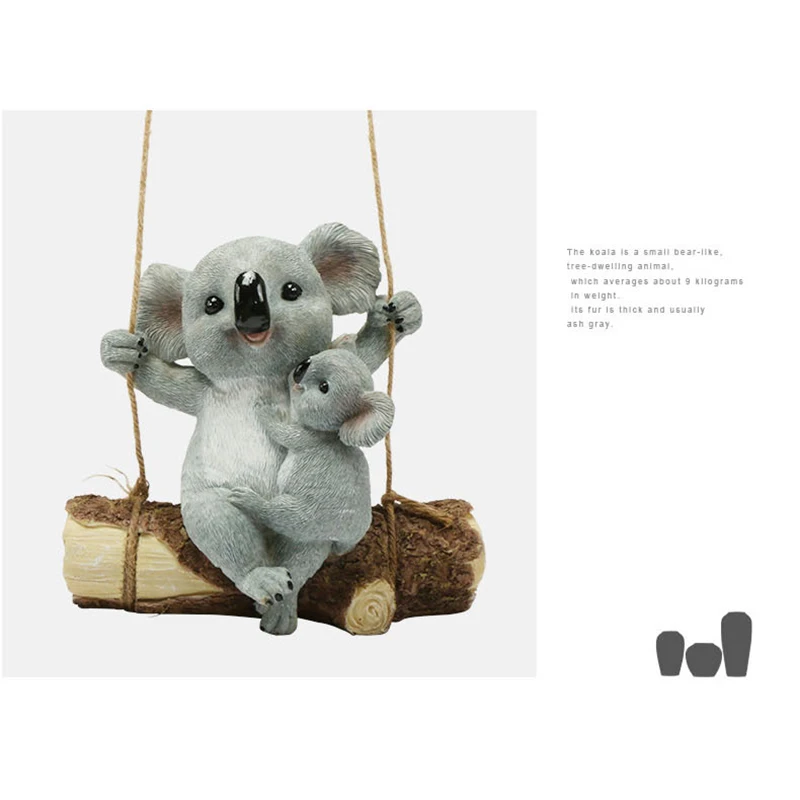 

Hanging Resin Cute Koala Swinging Koala Garden Figurine Statue for Patio Yard Garden Decoration TRYC889