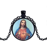 2021 new round jesus ladies crystal necklace religious belief fashion jewelry gift