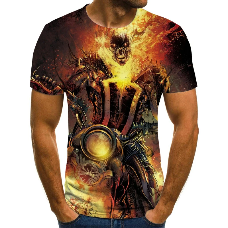 

Men's T-shirt Fashion Summer Skull Short Sleeve Ghost Knight High Street Cool T-shirt 3D Printing O-neck Top Oversized T-shirt