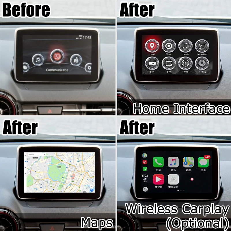 Андроид/carplay интерфейсный блок для новых Mazda CX 3 с GPS навигации youtube видео интерфейс