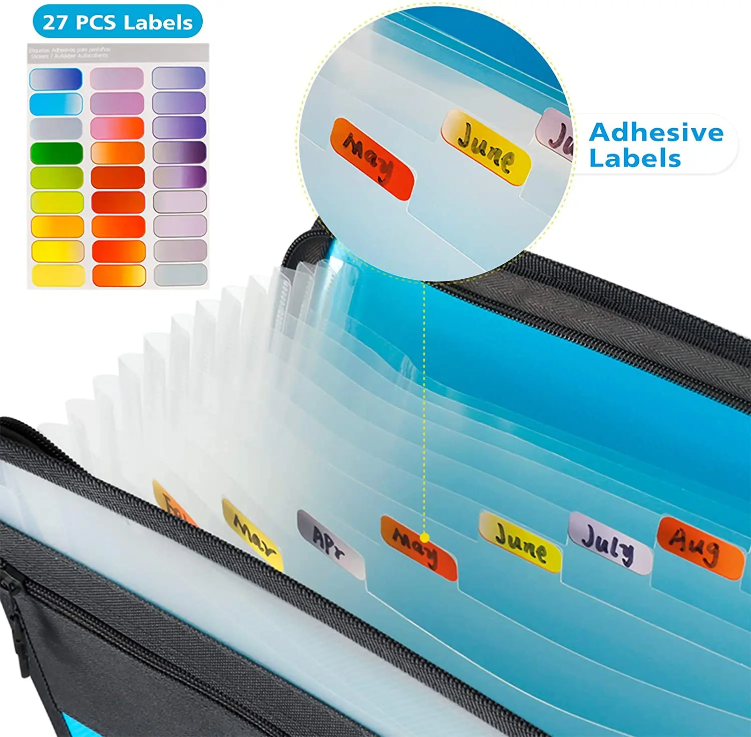 Папка-гармошка А4 расширяющаяся с липкими этикетками органайзер для документов 13