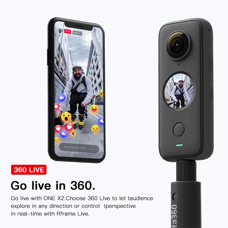 للبيع Insta360 واحد X2 360 عمل كاميرا 5.7K VR فيديو 10 متر مقاوم للماء إنستا 360 واحد X2 جيب بانوراما تحت الماء خوذة برو كاميرا رياضية