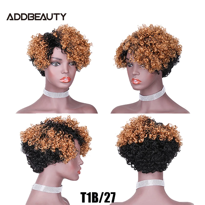 Addbeauty Full Lace Human Hair Wigs Water Wave Colored Short Bob Wig For Black Woman Machine Made Remy 6&quot | Шиньоны и парики