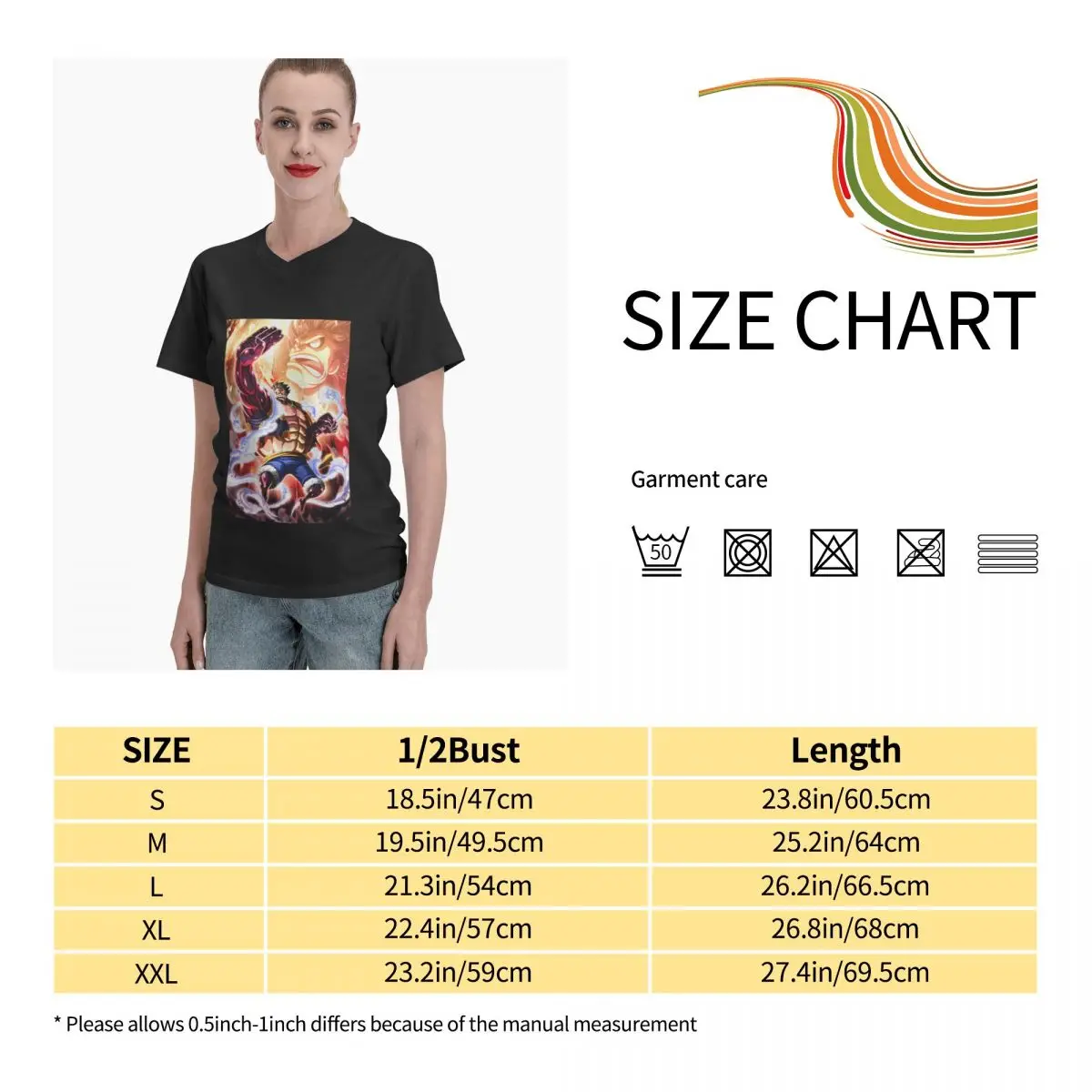 

Anime Fans Monkey D Luffy 2 womens tshirts Micro play V-neck T-shirt with short sleeves