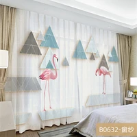 Custom Chiffon Curtain Window Drape for Nursery Kids Children Living Room Flamingo Angle Shape White Khaki Gray Brown Pink Blue