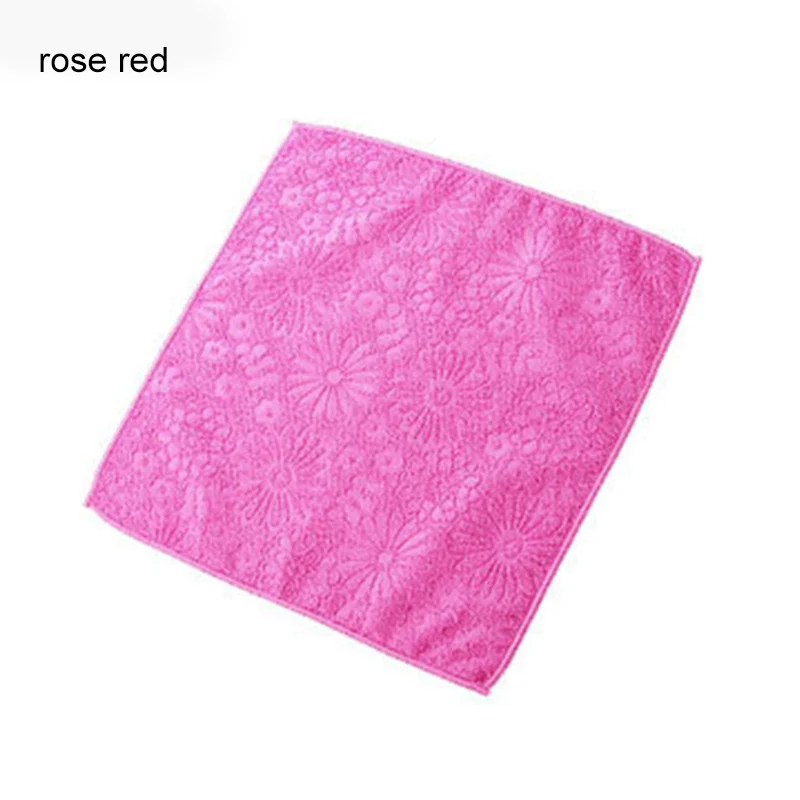 rose red 1 шт. водопоглощающее полотенце для рук, очищающая салфетка для сушки посуды, тряпка из микрофибры 30*30 см, инструменты для домашней уборки - Цвет: rose red