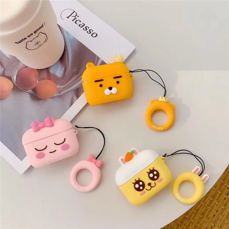 Милый мультяшный чехол для наушников s Airpods pro 3 мягкие силиконовые беспроводные