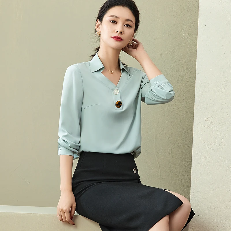 

Женская рубашка в западном стиле, шифоновая Свободная рубашка в Корейском стиле с длинным рукавом, весна-осень 2021