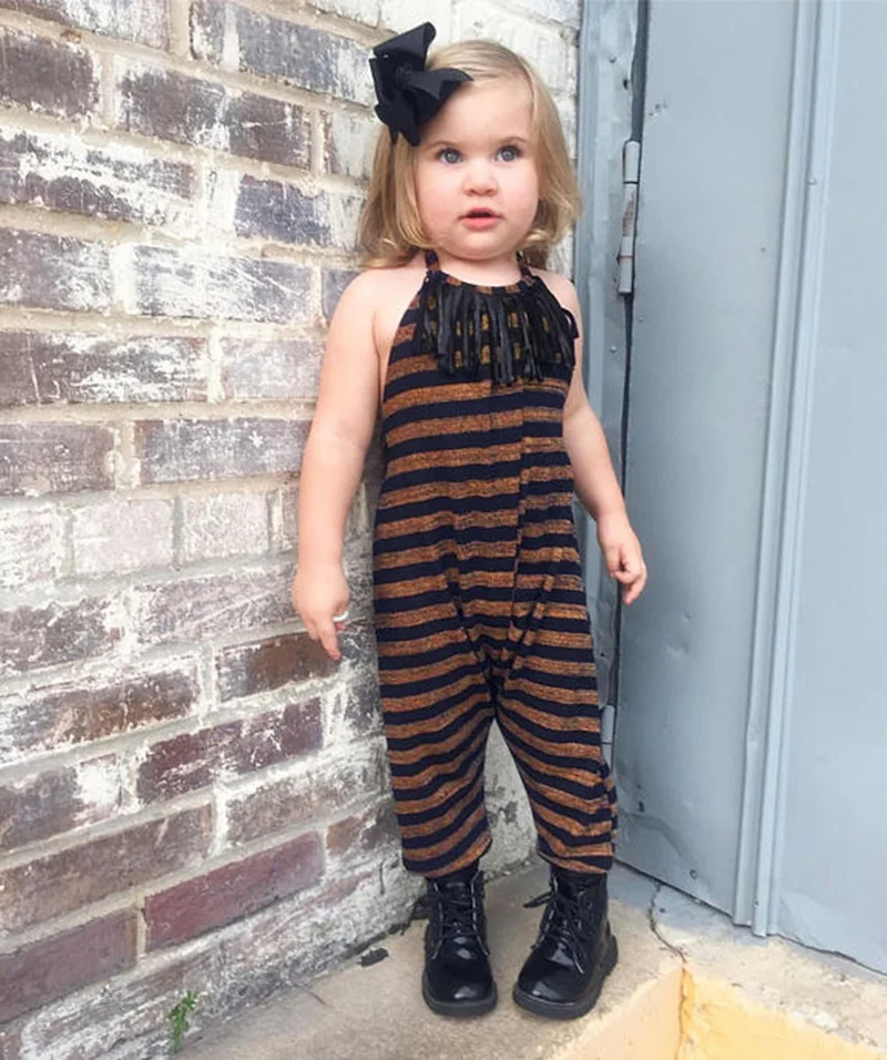 

New Kids Pajama Romper Summer Baby Clothes Tassel Striped Sleeveless Baby Rompers Cool Soft Baby Jumpsuit Baby Girl Clothes 0-7Y