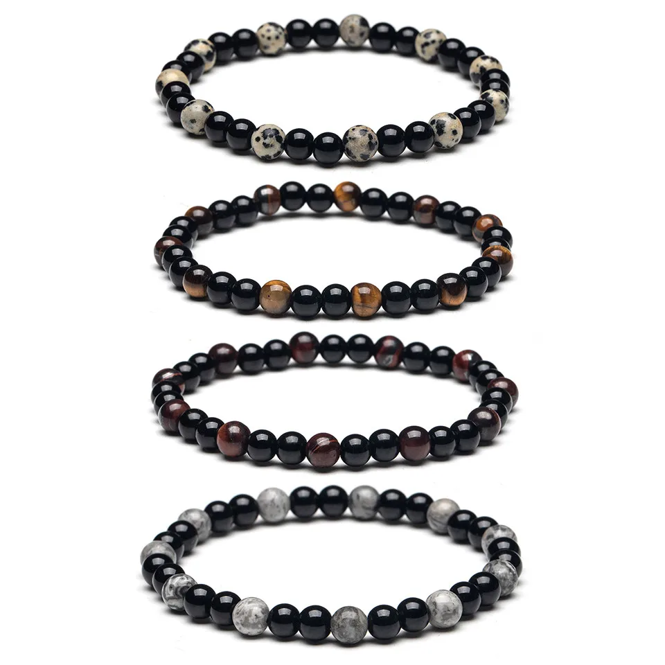 6 мм модные очаровательные браслеты с бусинами из натурального камня для женщин и
