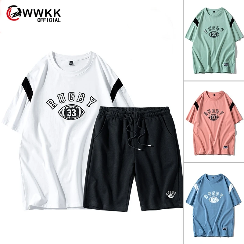 Мужской повседневный спортивный костюм из 2 предметов футболка с коротким