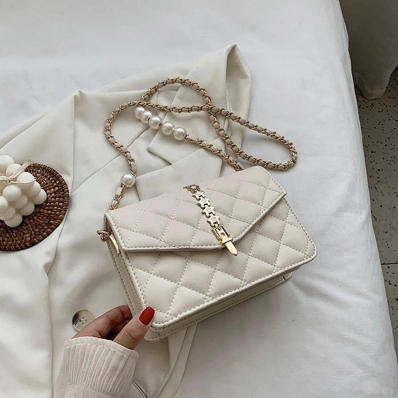 

2021 New Woman Shoulder Bag High Quality PU Chain Diagonal Small Bag Luxury Designer Handbag Underarm Bag 2021 Summer Female Bag