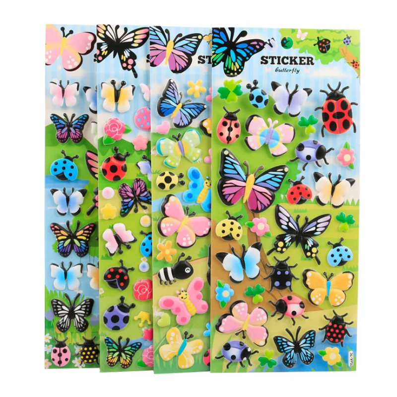 2pc butterfly insect bubble cartoon foam pvc decor diy scrapbook diary cell phone nail stick office school supplies stationery free global shipping