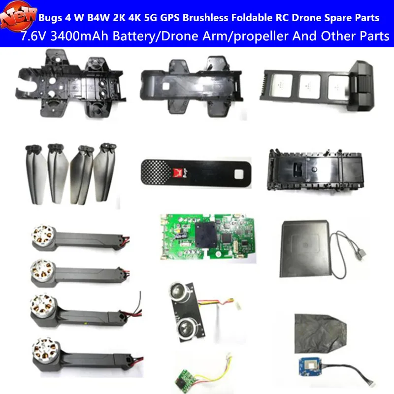 

4W B4W GPS 4K Brushless RC Drone Spare Parts 7.6V 3400mAh Battery/Drone Arm/Propeller For 5G WIFI FPV RC Quadcopter Spare Parts