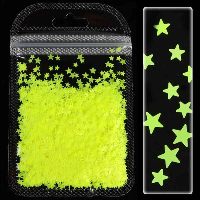Флуоресцентная звезда в форме ногтей ультратонкие блестящие ломтики наклейки