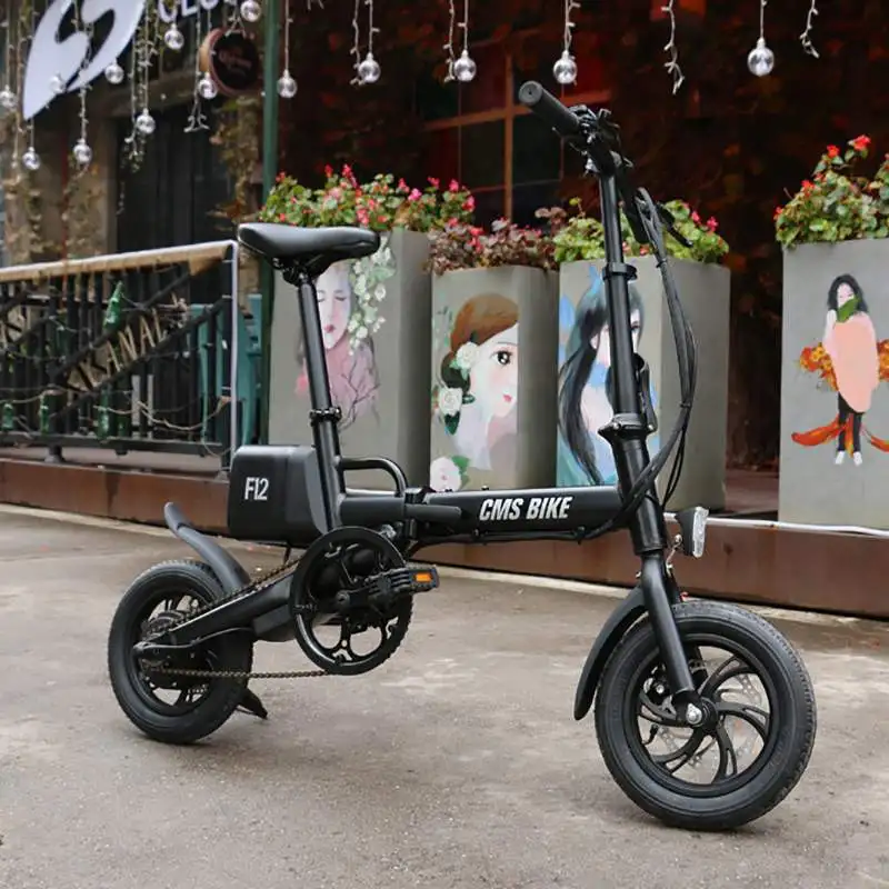 CMSBIKE F12 36V 6.6AH 250W черный 12 дюймов городской складной электровелосипед 20 км/ч 50 км