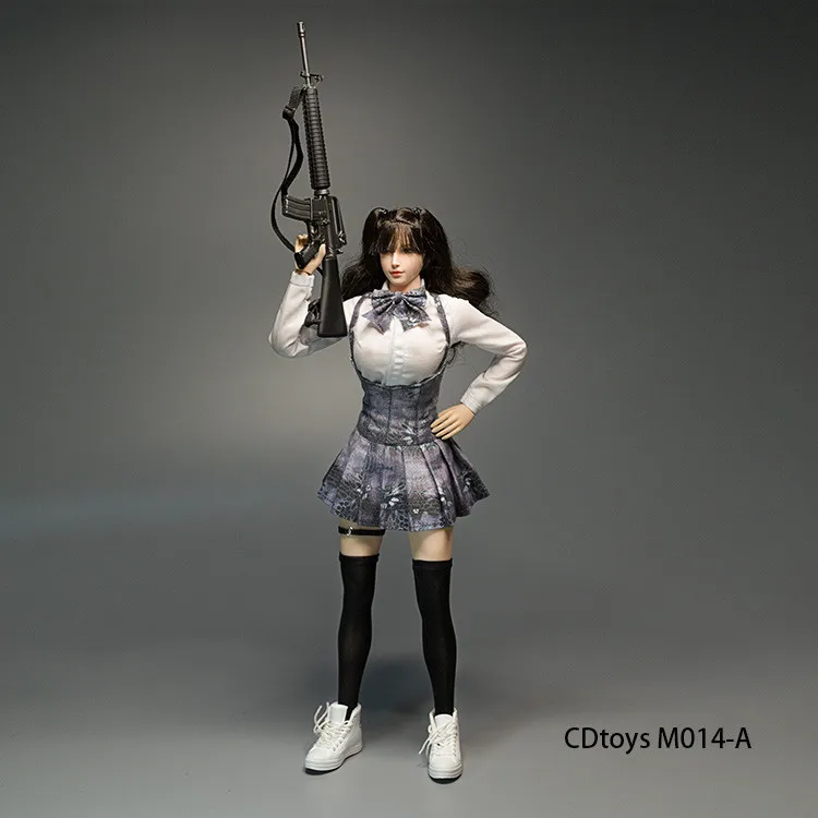 

Cdtoys M014 1/6 Scale Pleated Skirt Suit Female Soldier Tactical Python Uniform Digital Camouflage Clothes Set Fit 12" Girl Body