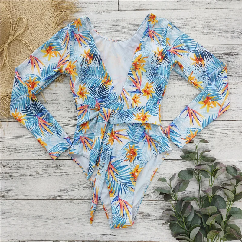 Цельный купальник новинка 2021 сексуальный с длинным рукавом женский купальный