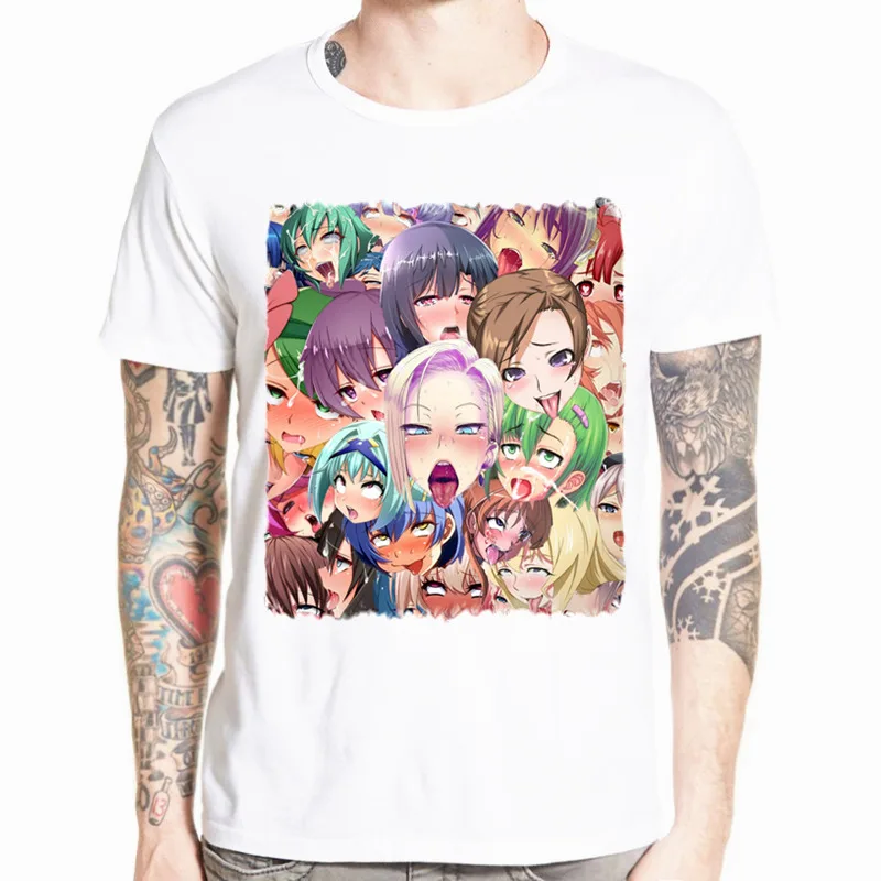 Футболка азиатского размера Ahegao для мужчин и женщин модная брендовая футболка из