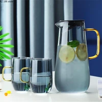 1600ml nordic style heat resistant glass kettle large capacity household explosion proof juice coffee milk jug filter with lid