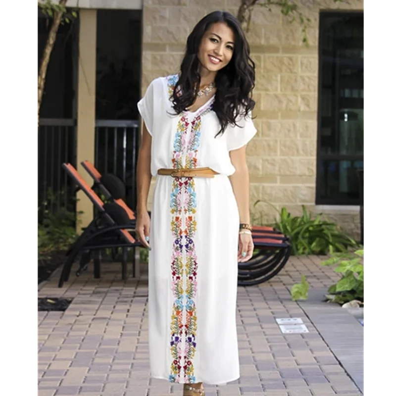 Новое поступление Пляжная накидка из вискозы с вышивкой Женский винтажный парео