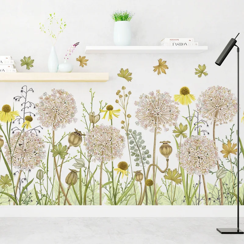 

Green Plant Dandelion Wall Stickers Home Decor Living Room Art Mural Pastoral Vinyl wall decals Nursery Kid Girls Room Decor
