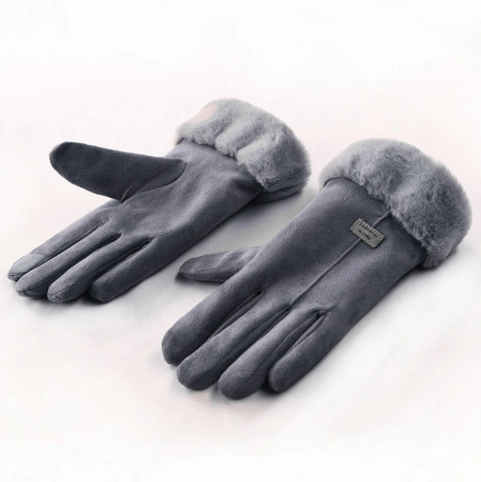

Women Gloves Winter Touch Screen 2021 Female Suede Furry Warm Full Finger Gloves Lady Winter Outdoor Sport Driving Women Gloves