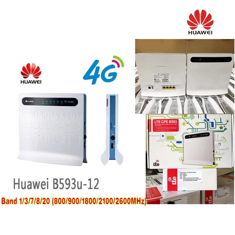 Разблокированный Huawei B593 B593u 12 + 2 шт антенна 4G LTE 100 Мбит/с CPE маршрутизатор с слотом
