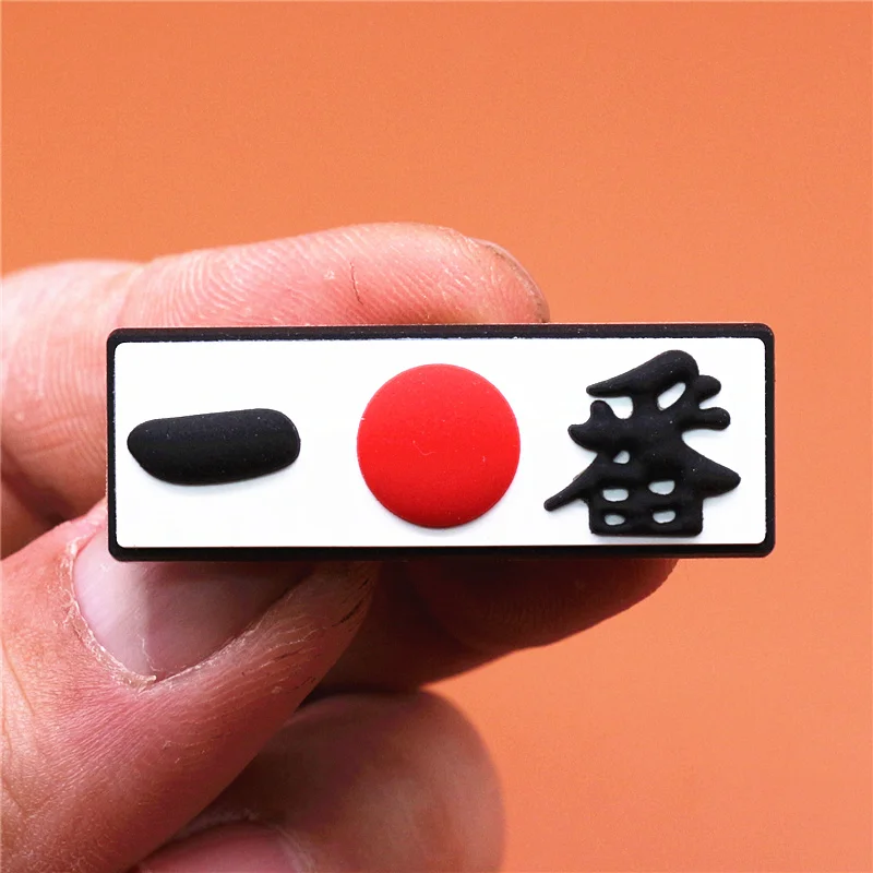 Original PVC Croc Shoe Charms Fish Fan Japanese Game Handle Hat Sandals Decorations Accessories for Jibz Kids Party Gifts U212