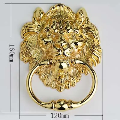 GOLDEN 160 мм большой размер Винтажный стиль Львиная голова Деревянный дверной молоток Серебряная бронзовая Львиная голова диван деревянный стул тянуть падение кольца ручки - Цвет: GOLDEN