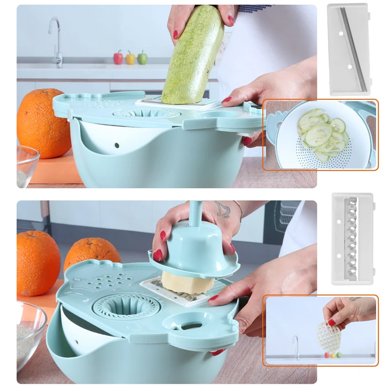 Magic Multifunctional Rotate Vegetable Cutter With Drain Basket Kitchen Veggie Fruit Shredder Grater Slicer Dropshipping | Дом и сад