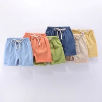 children summer shorts for boys kids casual beach shorts candy color cotton linen breathable soft short pants for girl 100 160cm