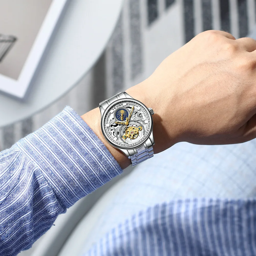 

2020Luxury Skeleton Mechanical Wrist Watches Tourbillon Mechanical Watch Men Automatic Classic Stainless Steel Reloj Hombre