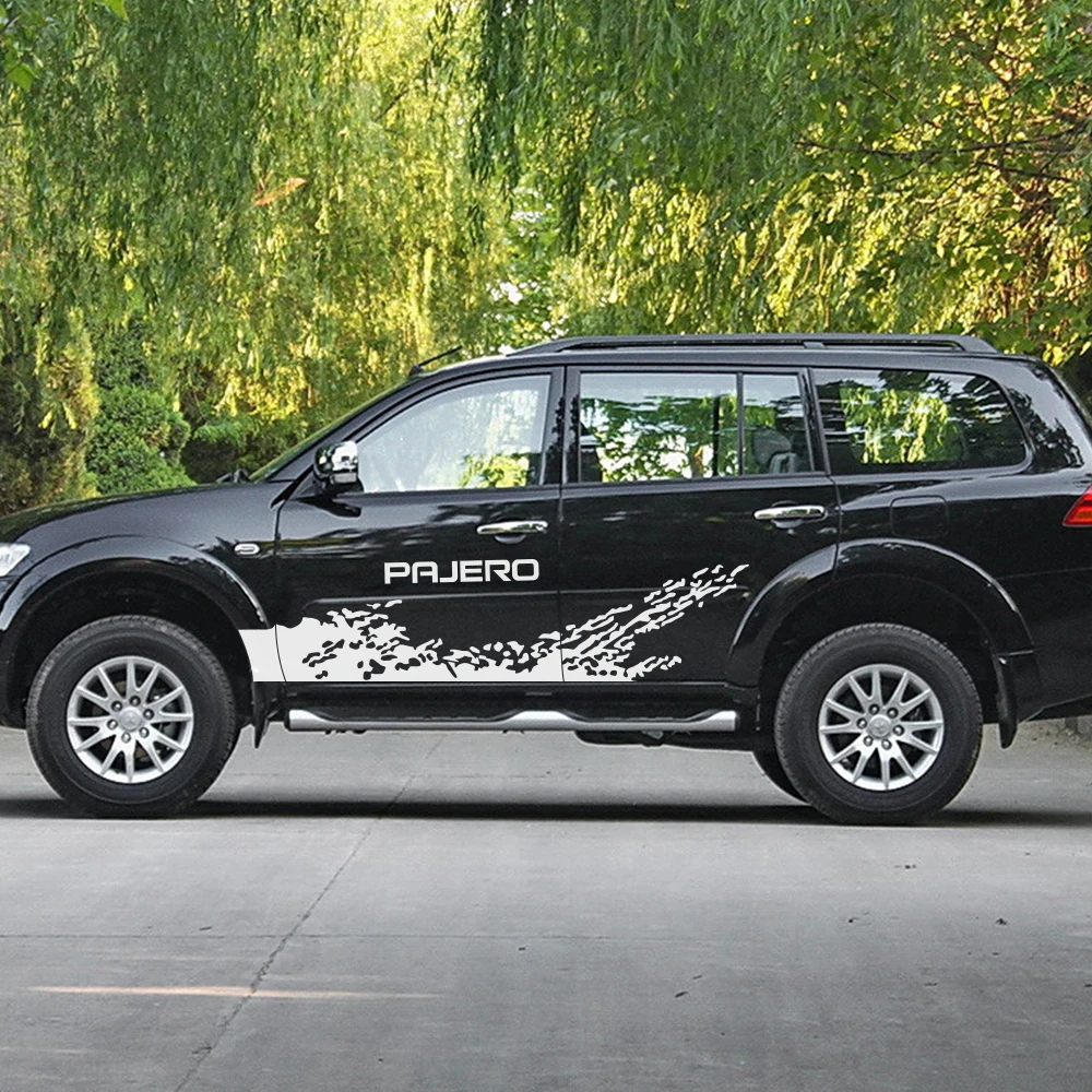 Модные боковые наклейки на двери автомобиля 2 шт. для Mitsubishi Pajero автомобильные