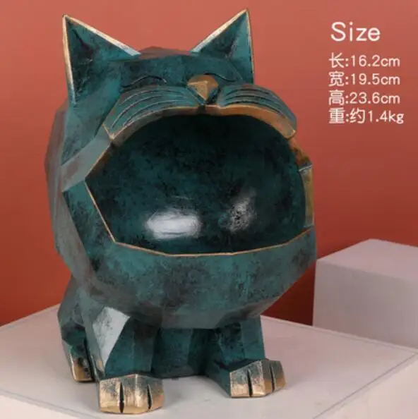 Крутая фигурка кошки коробка для хранения с большим ртом кошек украшение дома