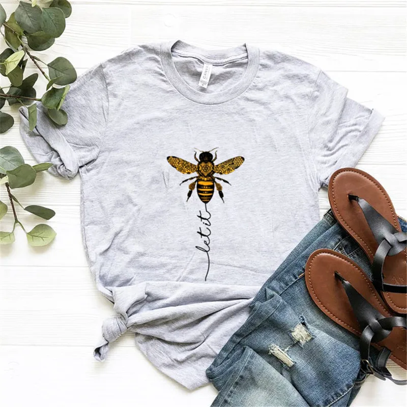 

Women Bee Kind T-shirt Aesthetics Graphic Short Sleeve Cotton Polyester T Shirt Female Camisetas Verano Mujer 2020,Drop Shipping
