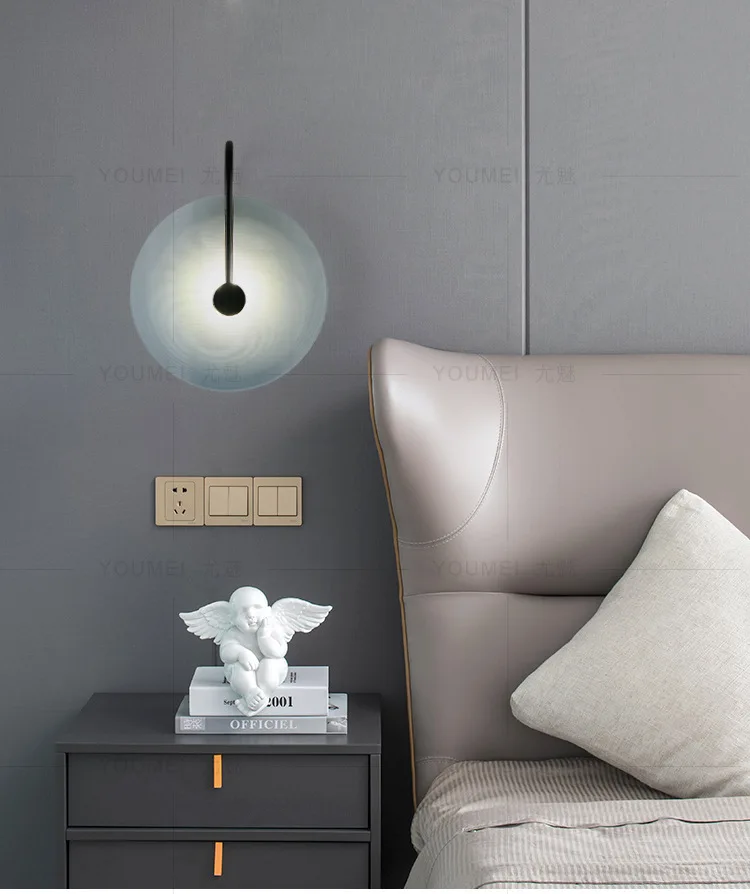 Modern Bedside LED Wall Lamp Glass Gold/Black Body Hotel Room Corridor Bathroom Lights Surface Mount Home Deco Luminaire | Лампы и