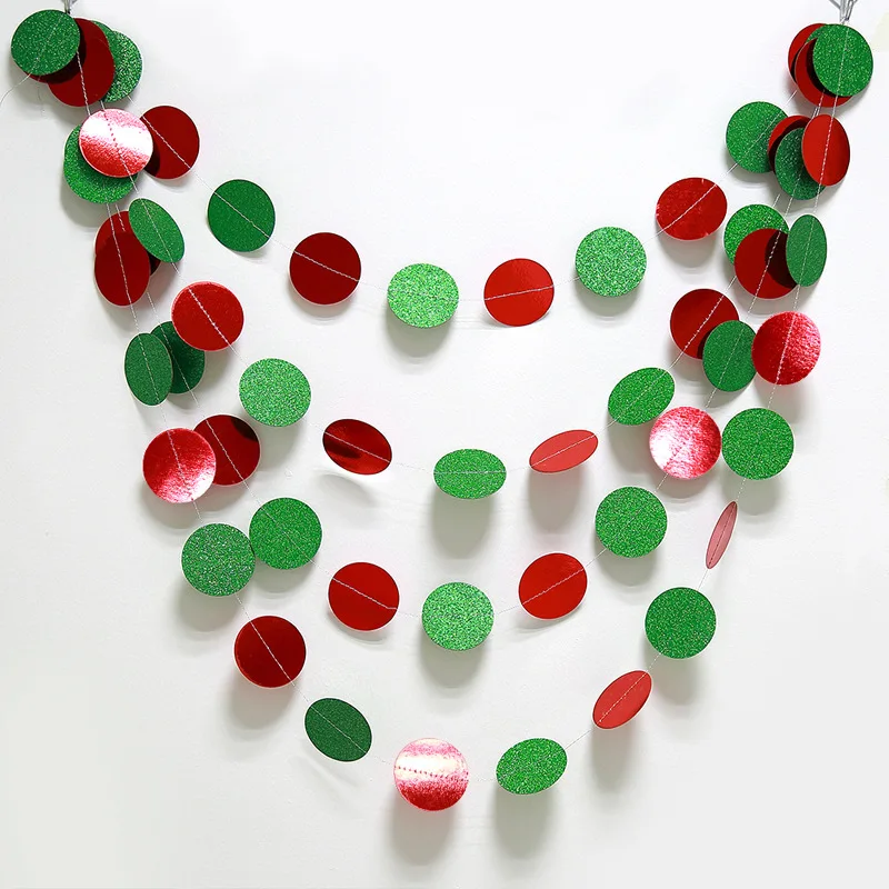 3-S01 4M красный зеленый блестящий бумажный баннер Рождественская звезда круглая блестящая гирлянда подвески для рождественской вечеринки декоративные материалы на день рождения, свадьбу 7 - Цвет: 3-S01
