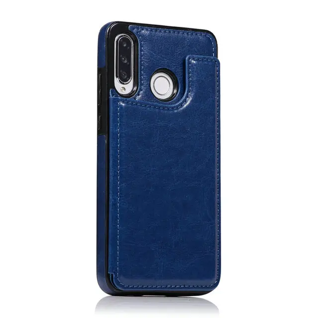 Синий Чехол для huawei P30 Pro, чехол для huawei P30 Lite, кожаный чехол со слотом для карт, кошелек для huawei P30, чехол с откидной крышкой, Haiwei P30Pro P30Lite - Цвет: Синий