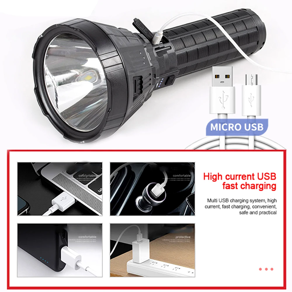 구매 30000LM 휴대용 손전등 토치 Lanterna 배터리 캠핑, 야외와 USB 케이블로 전화에 대 한 보조베터리 사용할 수 있습니다. 저렴한 30000LM 휴대용 손전등 토치 Lanterna 배터리 캠핑, 야외와 USB 케이블로 전화에 대 한 보조베터리 사용할 수 있습니다.