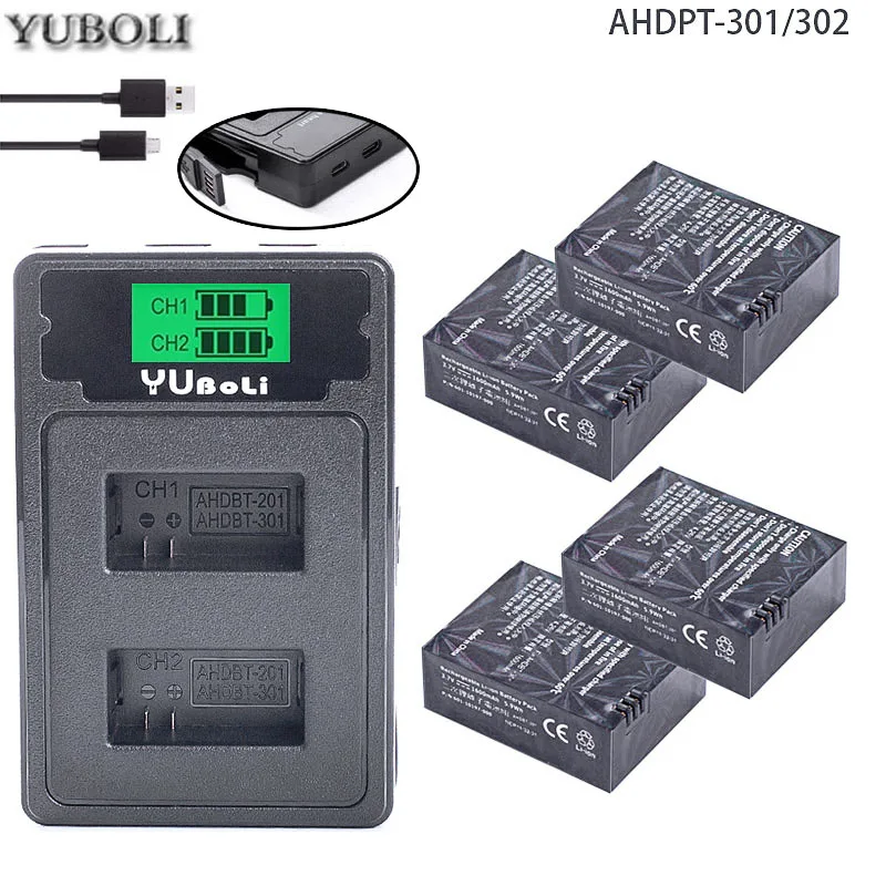 charger and 4battery Батарея высокой емкости 3,7 v 1600mah bateria hero 3 gopro hero3 батарея для GoPro go pro hero 3 3+ hero 3 black аксессуары для камеры - Цвет: charger and 4battery