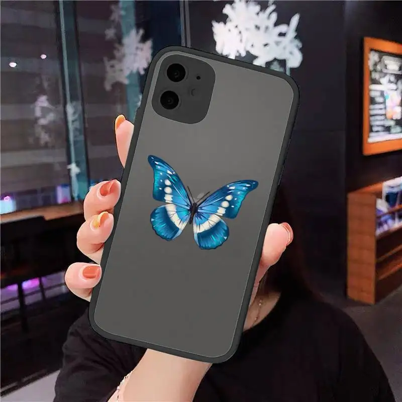 

Beautiful butterfly Phone Case matte transparent For iphone 7 8 11 12 plus mini x xs xr pro max cover