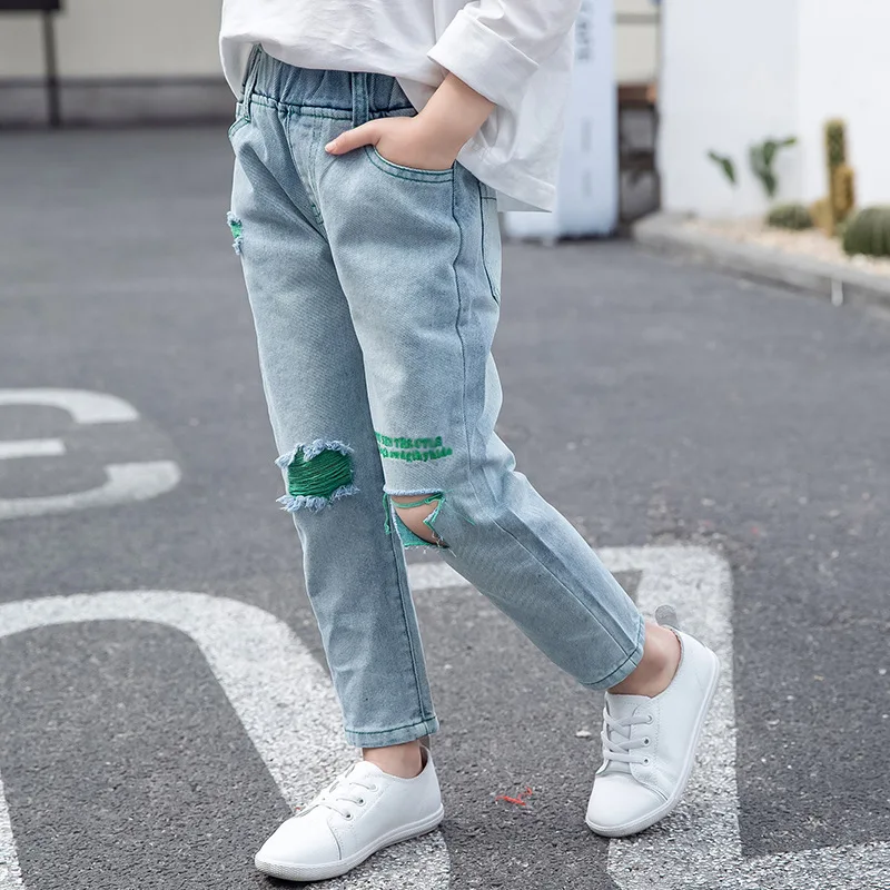 Джинсы для девочек 2021 новые весенние детские джинсы девочек-подростков узкие